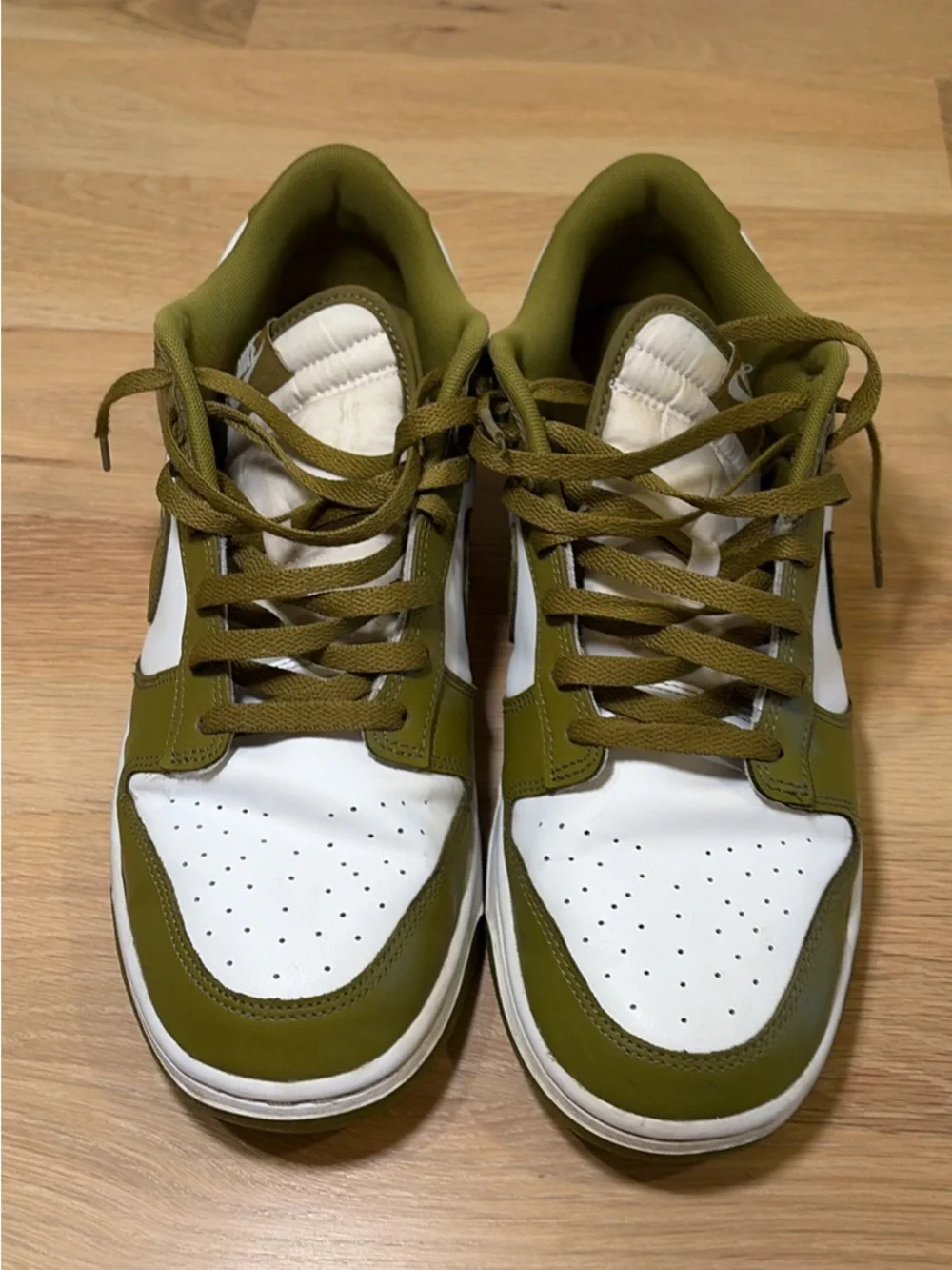 Nike Dunk Low Size 13 Olive Green and White Low-Top Sneakers - Men